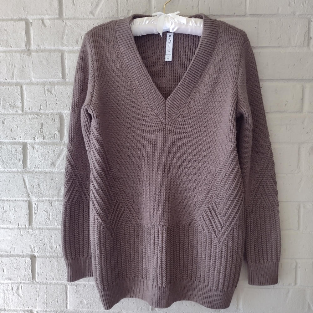Athleta Teton V-neck Sweater X-small Brown